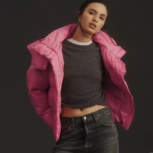 Anthropologie Pink Puffer with Hoodie